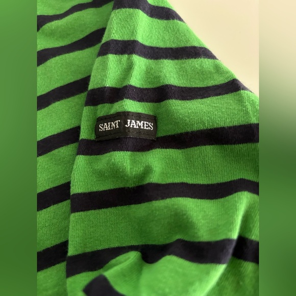 Saint James Women’s Green & Blue Striped Top XS - Picture 3 of 6